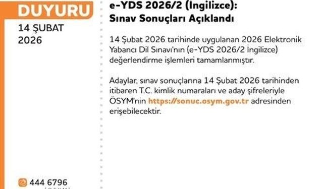 YDS 2026/2 sonuçları açıklandı