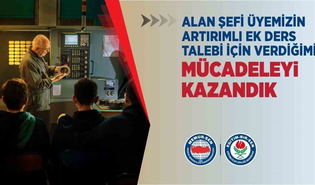 Alan şefi öğretmen artırımlı ek ders mücadelesini kazandı