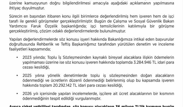 Çalışma ve Sosyal Güvenlik Bakanlığından maaşlarını alamayan maden işçileriyle ilgili açıklama