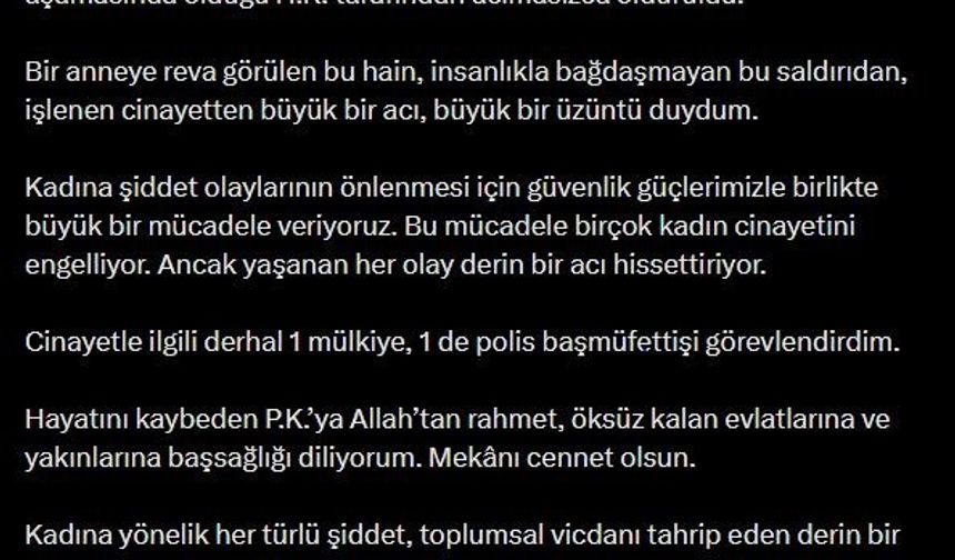 Bakan Yerlikaya: '(Manisa'daki cinayet) Cinayetle ilgili derhal 1 mülkiye, 1 de polis başmüfettişi görevlendirdim'