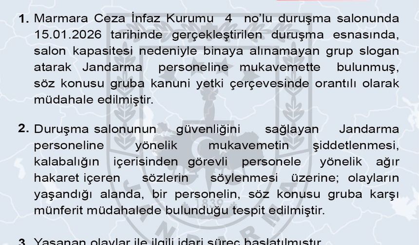 Jandarma Genel Komutanlığı: 'Gruba kanuni yetki çerçevesinde orantılı olarak müdahale edilmiştir'