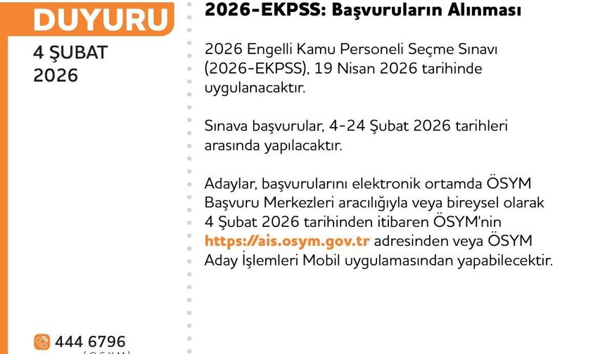 EKPSS 19 Nisan'da yapılacak