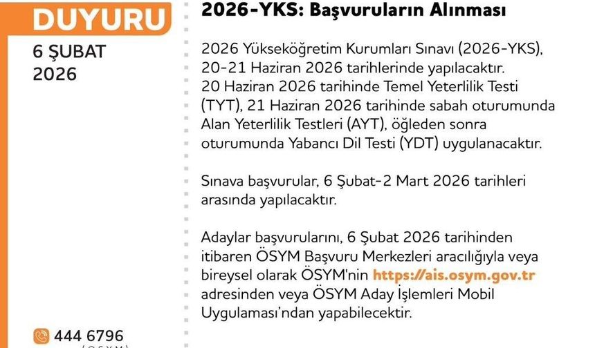 YKS başvuruları başladı