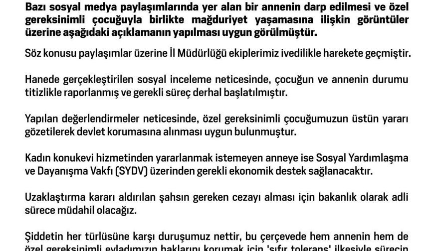 Aile ve Sosyal Hizmetler Bakanlığı: 'Özel gereksinimli çocuğumuzun devlet korumasına alınması uygun bulunmuştur'