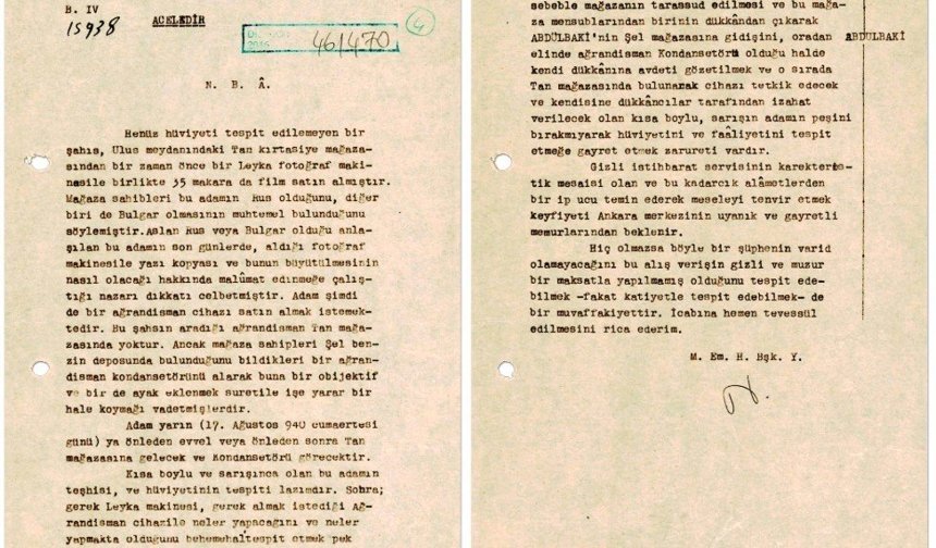 MİT'ten 1940 tarihli 'acele' ibareli şüpheli takibi belgesi paylaşıldı
