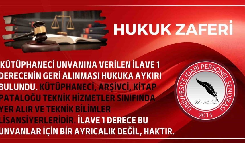 ÜNİPERSEN: 'Kütüphaneci, arşivci ve kitap pataloğu unvanları için ilave 1 derece ayrıcalık değil, haktır'