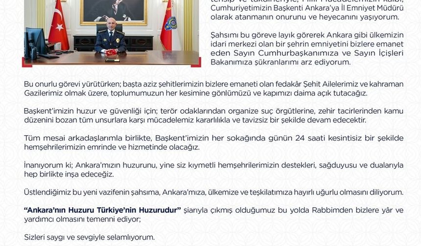 Ankara İl Emniyet Müdürü Yüksek: 'Mücadelemiz kararlılıkla ve tavizsiz bir şekilde devam edecektir'